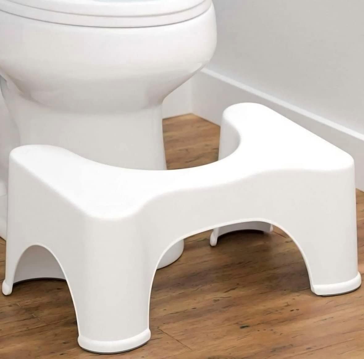 CHIDDHAN Perfect Posture Plastic Squat Potty Step Stool for Western Toilet Scientific Angle, Anti-Slip, Anti-Constipation, 19 cm Height (White)