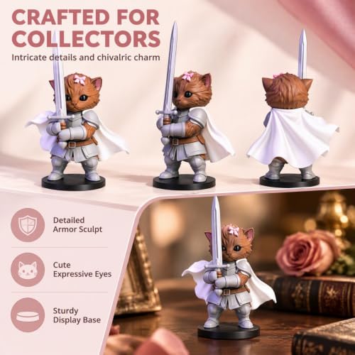 KICILVS Knight Kitten –4Inch Knight Cat with a Sword | Dragon Slayer,Medieval Cat Figurine,3D Printed Cat Knight,Desk & Shelf Decor, Adult Collectible - image 8
