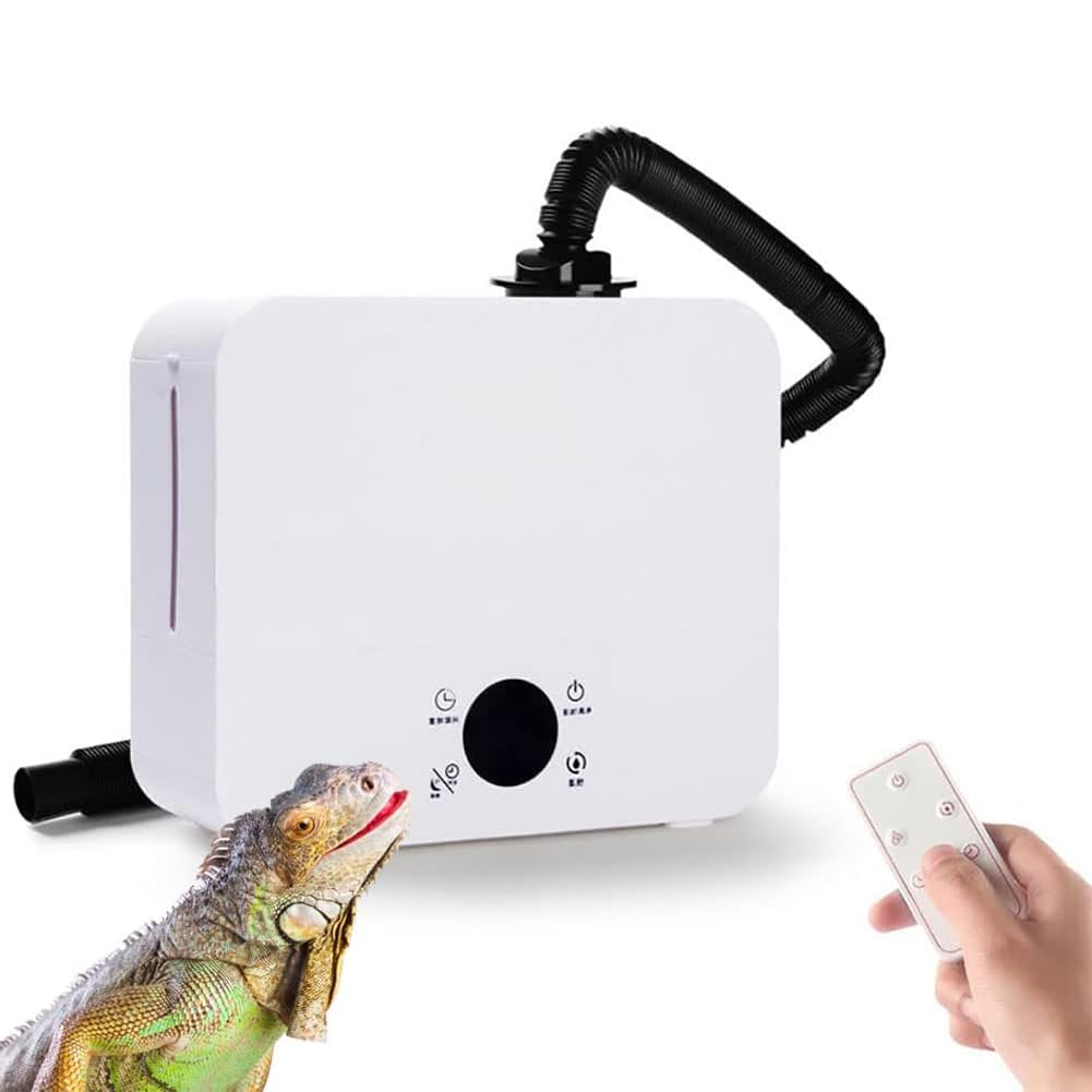 Humidificadores para reptiles, nebulizador para reptiles con modo de sincronización, montaje en pared intermitente y niebla de escritorio, tanque de agua de llenado superior de 2,5 l, para reptiles an
