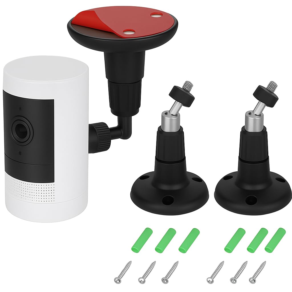Mount for Ring Stick Up Camera, Outdoor Cam Plus, 360 Degree Adjustable Adhesive Bracket No Drill, Wall Mounts, Perfect View Angle for Your Surveillance Camera System (Black)