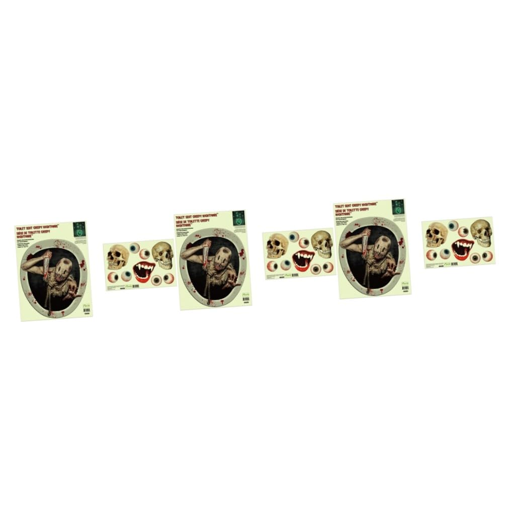 PRETYZOOM Klodeckel Zu Machen Aufkleber 3 Sets Badezimmer Wandaufkleber Halloween Leuchtende Toilettenaufkleber Streiche Für Erwachsene Gruselige Blutige Aufkleber Beige