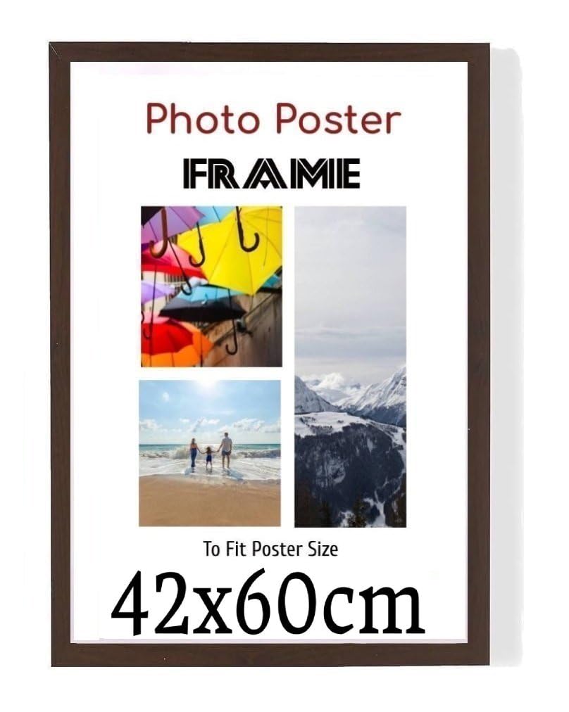 Mahogany 42 x 60 cm Poster Frames - Large MDF Wooden Frames 60x42 cm - Both Ways Wall Hanging Wall Gallery Living Room Photo Picture Frame With Shatterproof Perspex Sheet