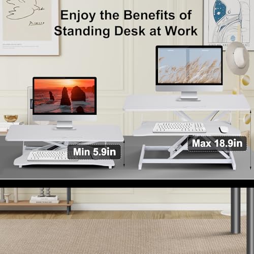 Generic 38-Inch Pneumatic Standing Desk Converter with Dual-Monitor Tray — view 4
