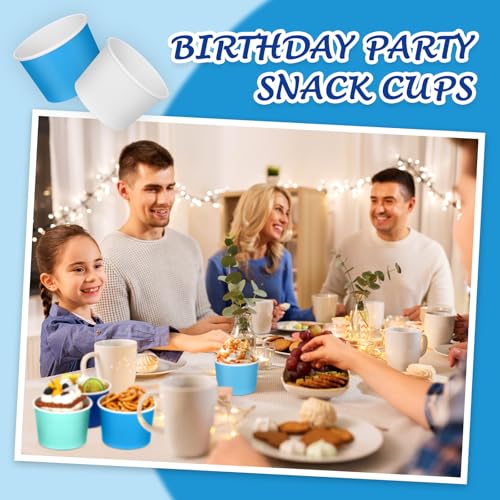 Image of Nuenen 300 Pcs 8 oz Summer Ice Cream Paper Cups Bulk Disposable Dessert Cups Solid Color Paper Dessert Bowls for Snack Sundae Spring Party Favors Ice Cream Bar Supplies (Winter Blue)