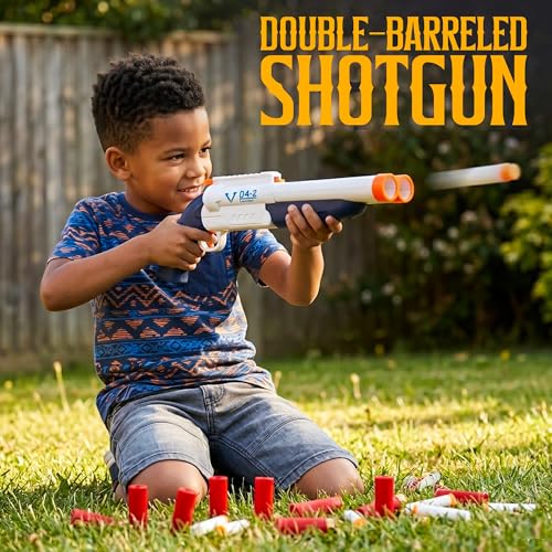 Image of NHR Double Barrel Soft Bullet Shotgun Toy for Kids, Long Range Foam Dart Blaster with 10 Soft Bullets & 6 Ejection Shells (4+ Years)