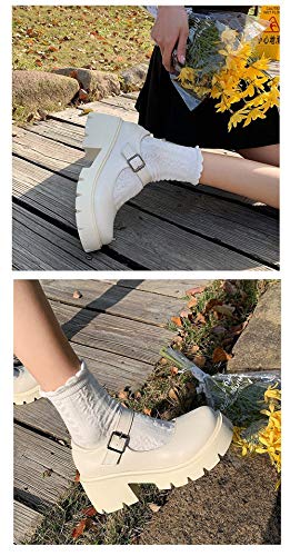 Image of Women's Platform Mary Janes Heart Cat Buckle Rivets Ankle Lolita Gothic Princess Platform Pumps Patent Leather Thorn Vintage Traditional Embroidery Upper Dress Shoes