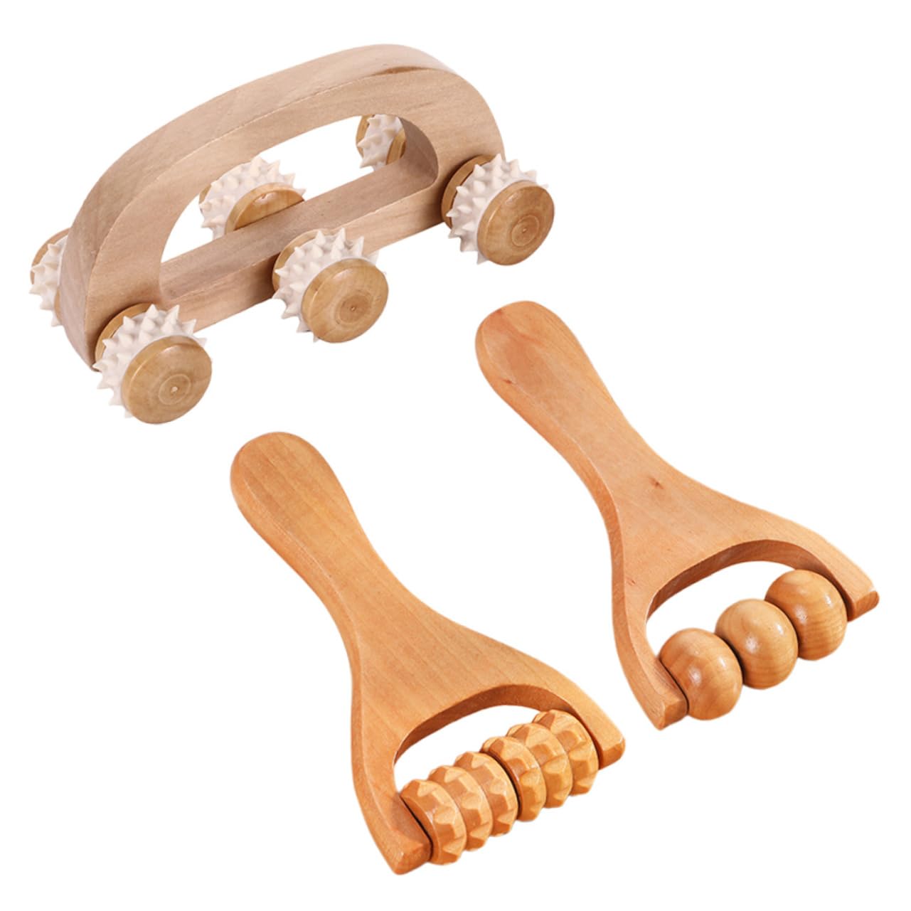 VALICLUD 2 Set Set Massaggiatore Bob A Mano Massaggiatore Portatile Kit Massaggiante Per Gamba Collo Di Massaggio Portatile Muscolo Di Legno 3 Pezzi * 2