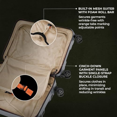 Image of Briggs & Riley 21 Inch International Carry-On Luggage with Wheels - Small Rolling Hard Shell Heavy Duty Suitcase with Laptop Compartment - 360 Spinner Wheels - Torq Collection - Granite