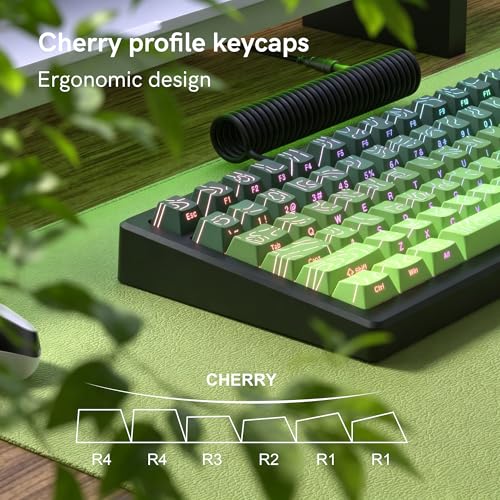 Image of dagaladoo Matcha /Green Keyboard keycaps,Double Shot PBT keycaps Topographic
