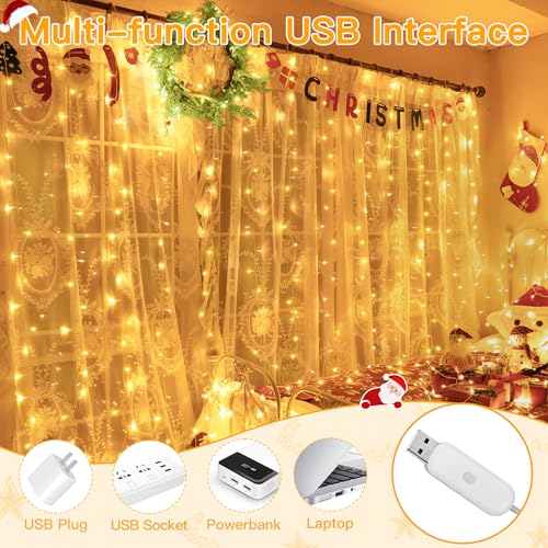 Ollny W0102M020L Curtain Lights 200Led 6.6X6.6Ft thumb #4