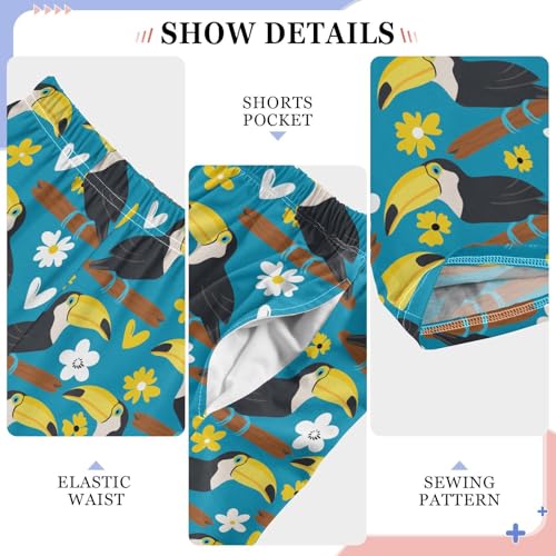 Toucan Bird Boys Long Pants Soft Trousers Elastic Waist Kids Lounge Bottoms with Pockets S-XL4