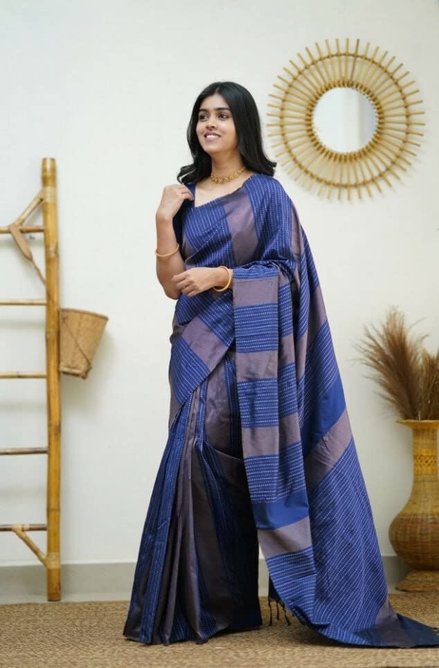 Image of Flosive Women's Kanjivaram Pure Zari Woven Soft Silk Saree With Blouse Piece (Mix Color)