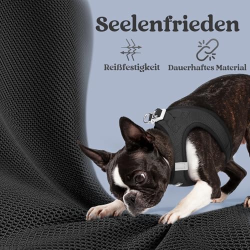 rabbitgoo Hundegeschirr Kleine Hunde, Step-in Welpengeschirr Weich Mesh für Spaziergänge, Atmungsaktives und Reflektierendes Brustgeschirr für Kleine und Mittelgroße Hunde, Schwarz, L