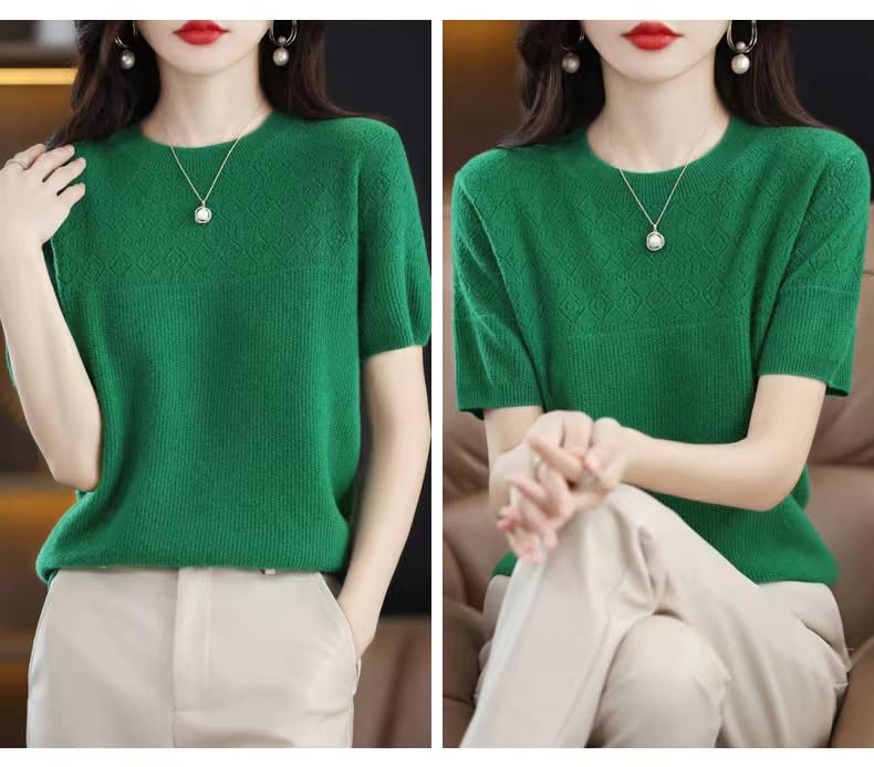 2025 Womens Summer Sweaters Lightweight Crew Neck Casual Elegant Knitted Pullover Tops Short Sleeve Sweater Tshirts2