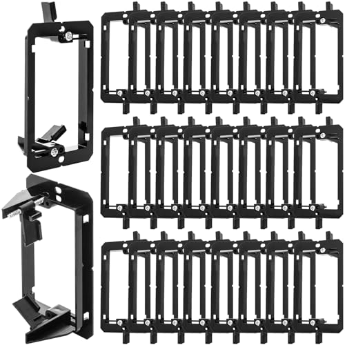 Tlence 25 Pack Low Voltage Mounting Bracket 1 Gang Flush Mounting Wall Plate Drywall Cables Pass Through Wallboard Single Gang Cord Hider for Telephone Wires Network Cables Speaker Cables