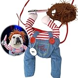 T.S.H 【XS・S・M・L・XL】 犬用チャッキーコスチューム コスプレ衣装 ペット服 ペット帽 コスチューム 仮装 変装 ハロウィーン ハロウィン パーティー ドッグウェア 面白い 可愛い（M)