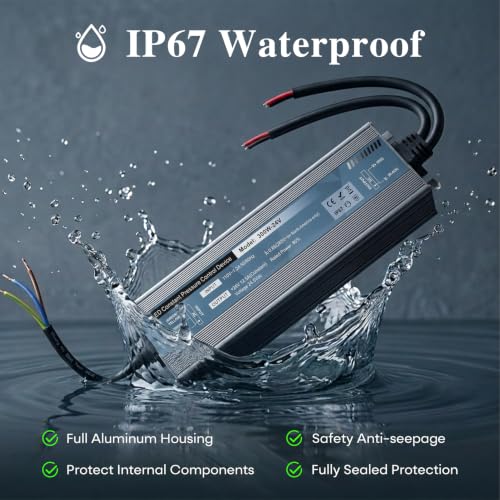 Image of QNNP LED Driver 300 Watts 24V DC Low Voltage Transformer Waterproof IP67 Power Supply Transformer Adapter AC 85V-265V to 24V DC, LED Power Supply for Indoor Outdoor Lighting