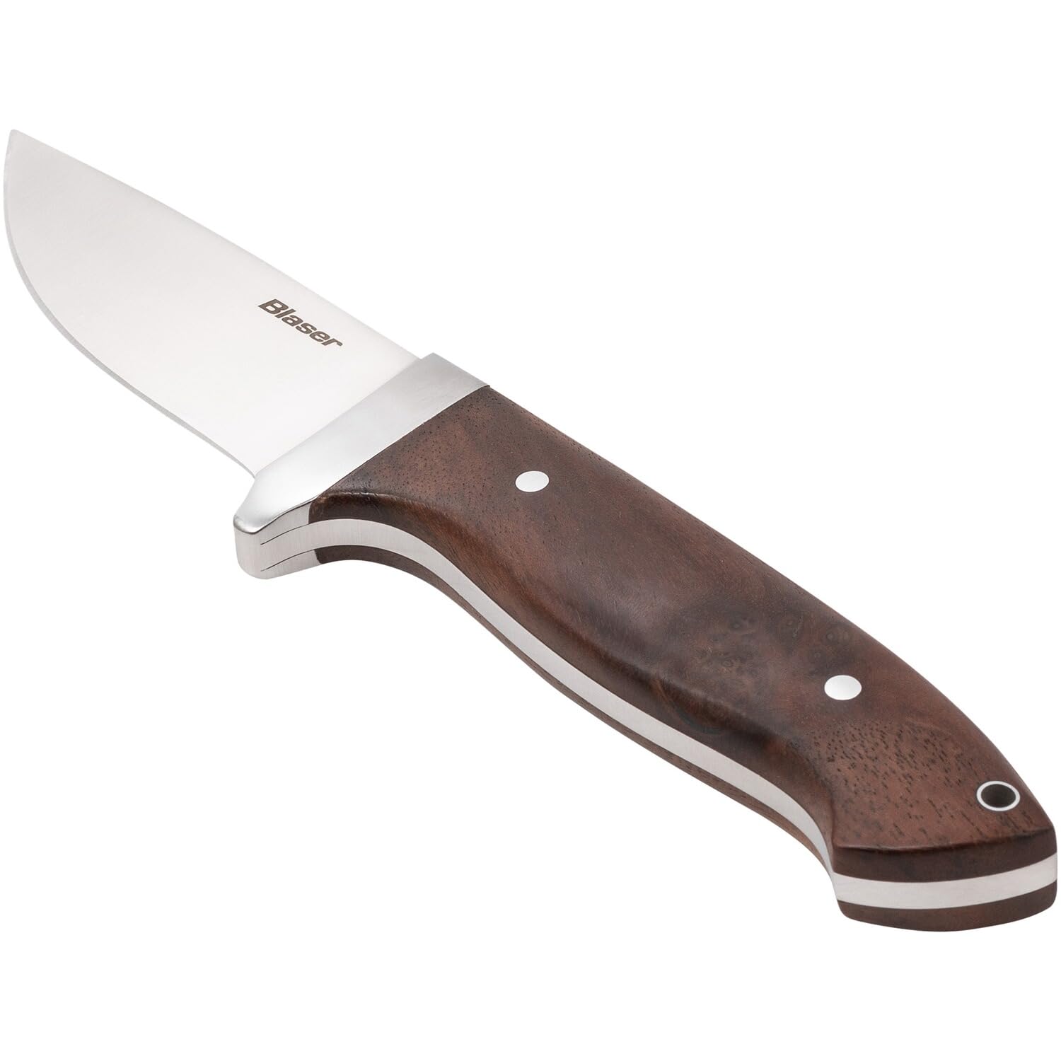 Blaser | Jagdmesser | Drop-Point-Klinge aus D2-Stahl | Moderner Kunststoffgriff | Full-Tang-Bauweise | Inklusive Nylon-Scheide | Für Jäger | Pflegeleicht | Widerstandsfähig gegen Feuchtigkeit
