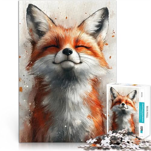 Lächelnder Fuchs Aquarell Puzzle 1000 Teile für Erwachsene Staycation:...