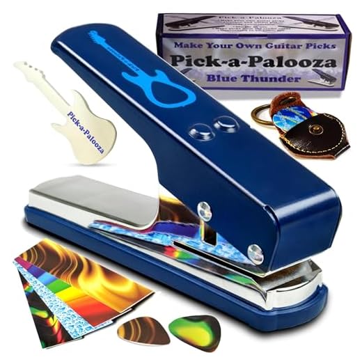 Pick-a-Palooza DIY Guitar Pick Punch with Leather Key Chain Pick Holder - Blue