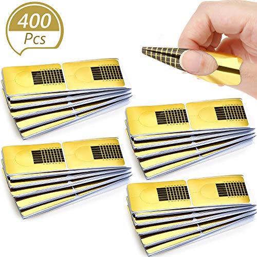 Blulu 400 Pieces Acrylic Gel Nail Art Forms Tip Nail Extension Guide Stickers French UV Gel Tools for Nails DIY Supplies at Home (Square Shaped)