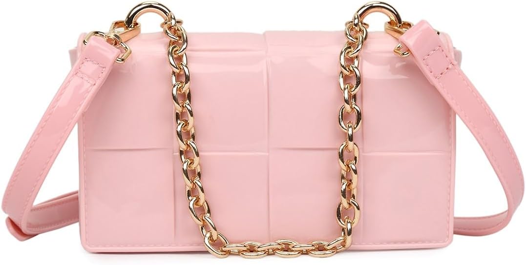 Girly HandBags Women's Patent Leather Handbag – Glossy Woven Square Shoulder & Crossbody Bag for Casual & Formal Wear