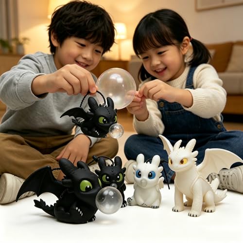 Image of 2-Piece Dragon Keychain Set with LED Glow Light, Luminous Cartoon Figure Keychains for Car & Bike Keys, Cute Dashboard Decor Toys, Glowing Pendant Charms for Kids & Gift Giving