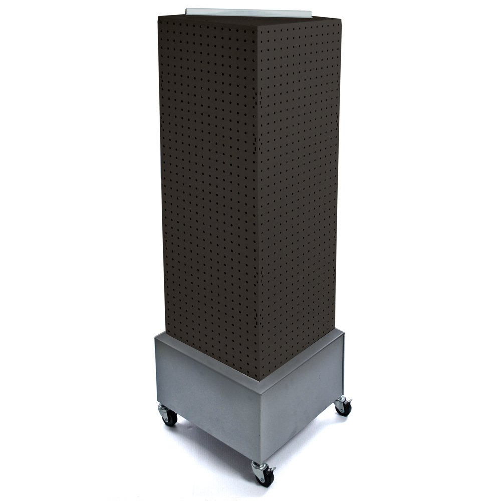 Azar 701415-BLK Standard Four- Sided Interlocking Pegboard Floor Display, Black Solid Color