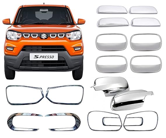 TRENDWALA Exterior Chrome Accessories Combo Kit for S Presso (2019-2022) Set of 16Pcs-image-37