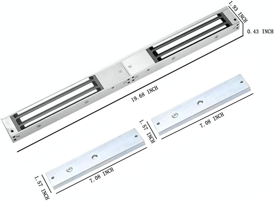 Double Door Mag Lock 280KG / 600 LBS of Magnetic Holdings Force Electromagnetic Commercial Lock DC 12V, LED Indicator and NO/NC Options with Z and L Bracket