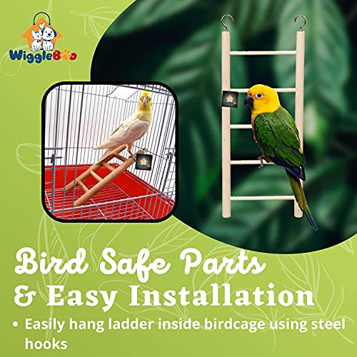 Image of Natural Wooden Ladder Bird Toy | Climbing, Exercise & Fun | for Small & Medium Birds (5 Step)