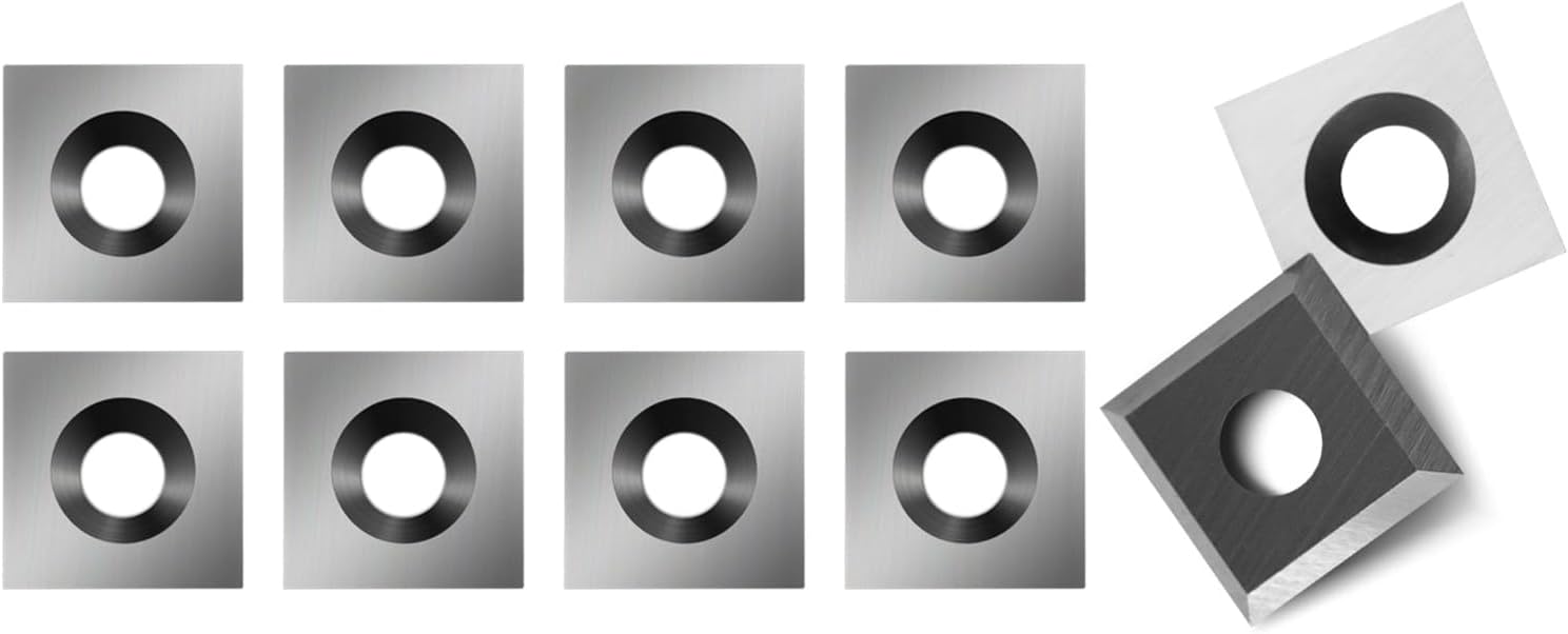 12mm Square Carbide Inserts, 12x12x2.2mm Tungsten Carbide Replacement Knives for Spiral Helical Planer Cutter Head and Woodworking Surfacing Router Bits, 10pcs