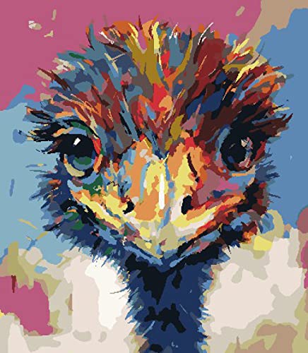 Kit point de croix pré-imprimé autruche colorée 11CT broderie complète 40x50 cm