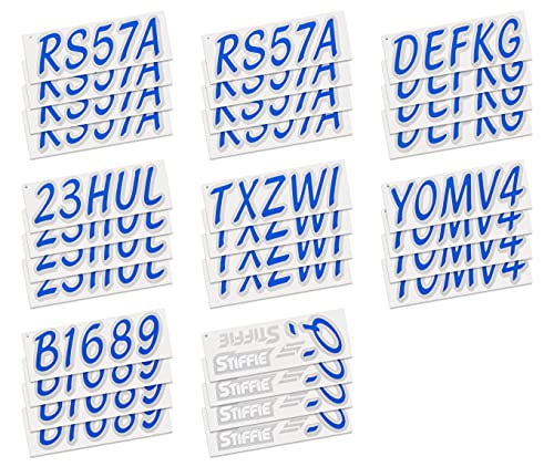 Image of Whipline Solid Blue /Silver 3 inch Alpha-Numeric Registration Identification Numbers Stickers Decals for Boats & Personal Watercraft