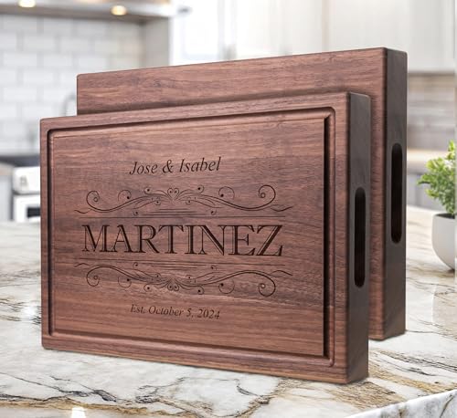 Straga Personalized Handmade XL Chopping Block #002-Wedding Gift for the Couple-Housewarming & New Home Closing Present- Appreciation-Award-Gift for Parents-Wife-Husband