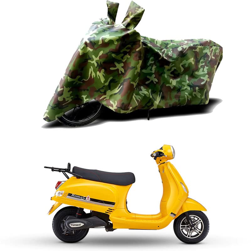 Image of 100% Water Resistant Full Bike Scooty Two Wheeler Body Cover Compatible For Tunwal Roma S STD /UV-Rays /Heat Protection /Birds Dropping /Scratchproof /Dust proof /Waterproof /All Varient[Green MJ]