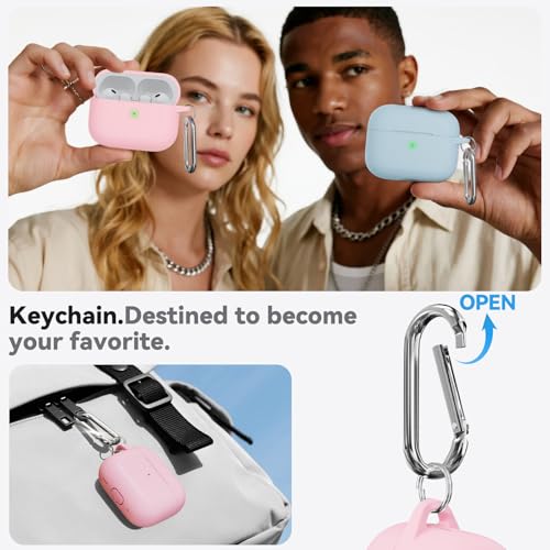 Image of Ljusmicker for AirPods Pro 3 Case 2025 with Cleaner Kit,Pink | Soft Silicone Protective Cover for Apple AirPod Pro 3rd Generation Case with Keychain for Women Men,Shockproof