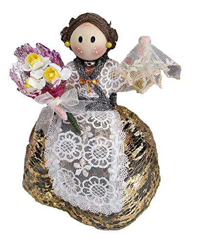 FALLERA VALENCIANA MUÑECA ARTESANAL HECHA A MANO. BODAS. COMUNIONES. DETALLES. RAG DOLL. ANIVERSARIOS. REGALOS. ARTESANAL (FALLERA DORADA)