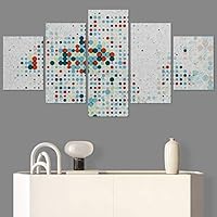 SIGNWIN 5 Panel Canvas Wall Art Modern Art Contemporary Dramatic Geometric Mixed Media Multicolor Patterns for Home Decorations Ready to Hang - 60