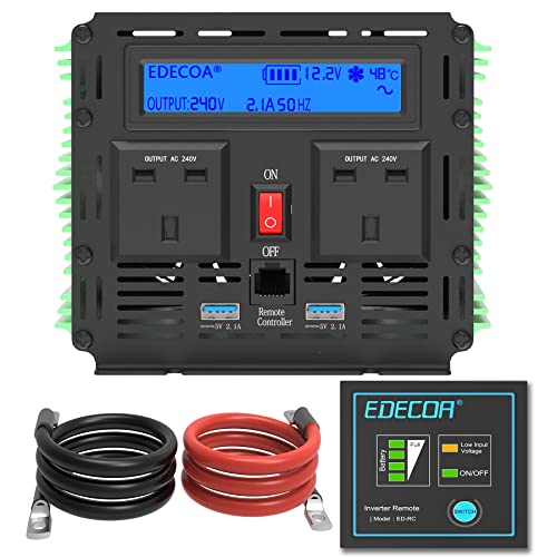 EDECOA 1500W Peak 3000W Pure Sine Wave Power...