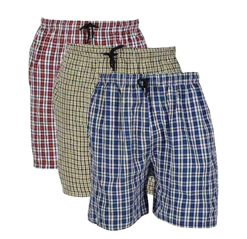 Men's Checkered Boxer Shorts, Multicolour, Cotton, Elastic Waistband, Pack of 3-image-49