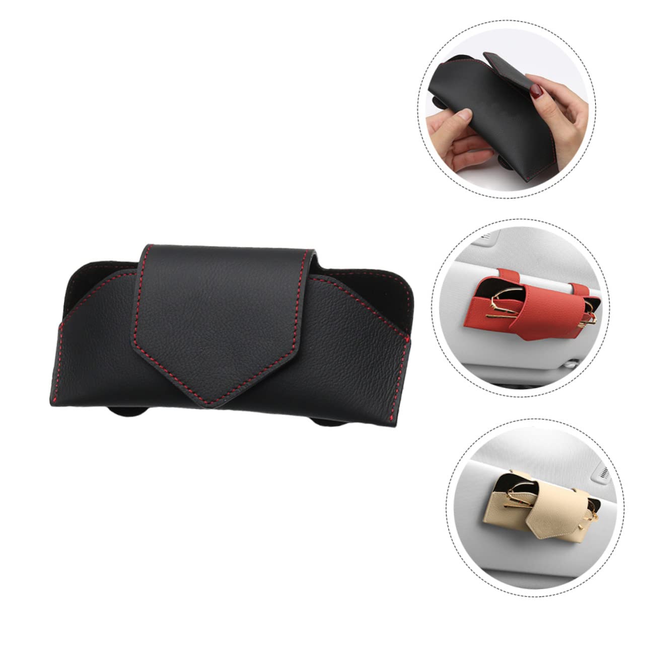 iplusmile 2pièces Organisateur De Lunettes Auto Cuir Pu Clip De Pare-soleil Pratique Pour Voiture Accessoire Élégant Et Installation Facile Pour Sécuriser Vos Lunettes Et Cartes