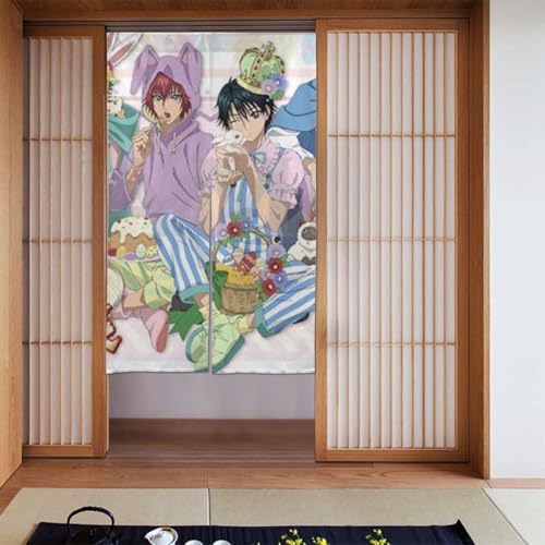 アニメ王子団体と (8) のれん 玄関 キッチン ロング カーテン 間仕切り 断熱 おしゃれ かわいい 目隠し 暖簾 リビング 階段 キャラクター
