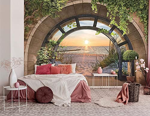 XiuTaiLtd Fototapete 3D Effekt Strand Meer Fenster Mit Aussicht Natur...