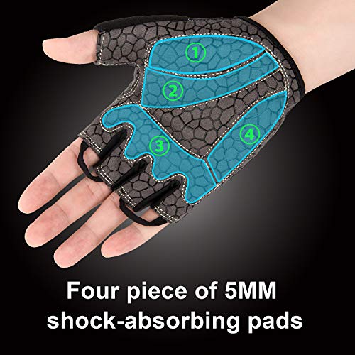 HTZPLOO Bike Gloves Cycling Gloves Biking Gloves for Men Women with Anti-Slip Shock-Absorbing Pad,Light Weight,Nice Fit,Half Finger Bicycle Gloves (Red,Large)