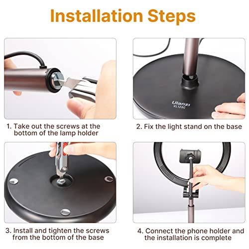 Coniya VL120C Tragbares Desktop-Ringlicht LED-Fotogre-Videolicht Zweifarbige Temperatur 3000K-6500K Einstellbare… – Bild 6
