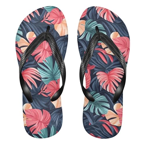 Tropical Leaf Flip Flop Sandal for Women Men, Casual Beach Slippers Indoor Outdoor XS