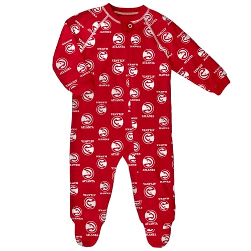 Outerstuff NBA Newborn (0-9M) Raglan Zip Up Coverall, Atlanta Hawks 0-3 Months