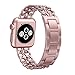 SWEES Stainless Steel Metal Band Compatible Apple Watch 38mm Series 1, Series 2, Series 3, Sports & Edition for Women, Jewelry Jewels Cowboy Style Link, Rose Gold