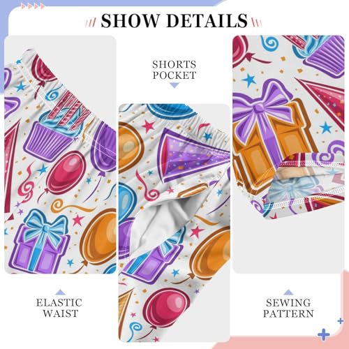 ZZXXB Happy Birthday Balloons Boys Long Pants Soft Trousers Elastic Waist Kids Lounge Bottoms with Pockets S-XL4